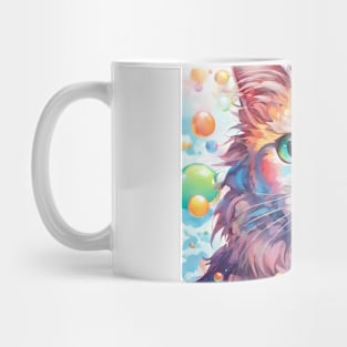 Cat soap bubbles and rainbows Mug